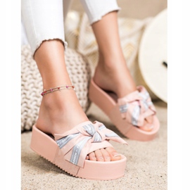SHELOVET Pantoufles De Mode Avec Noeud rose 1