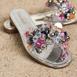 Sabatina Pantoufles Transparentes Avec Ornements gris 1 Sabatina Pantoufles Transparentes Avec Ornements gris 1