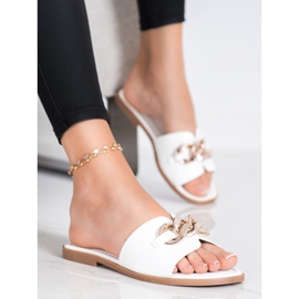 SHELOVET Chaussons avec ornement doré blanche 2