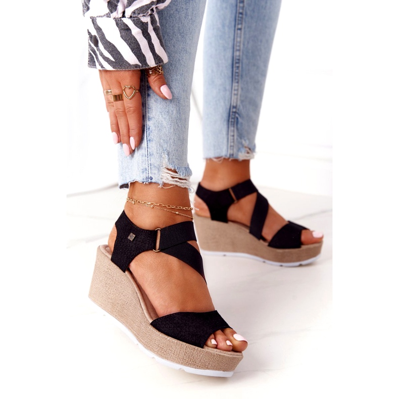 Sandales Compensées En Cuir Big Star FF276016 Noir le noir 1