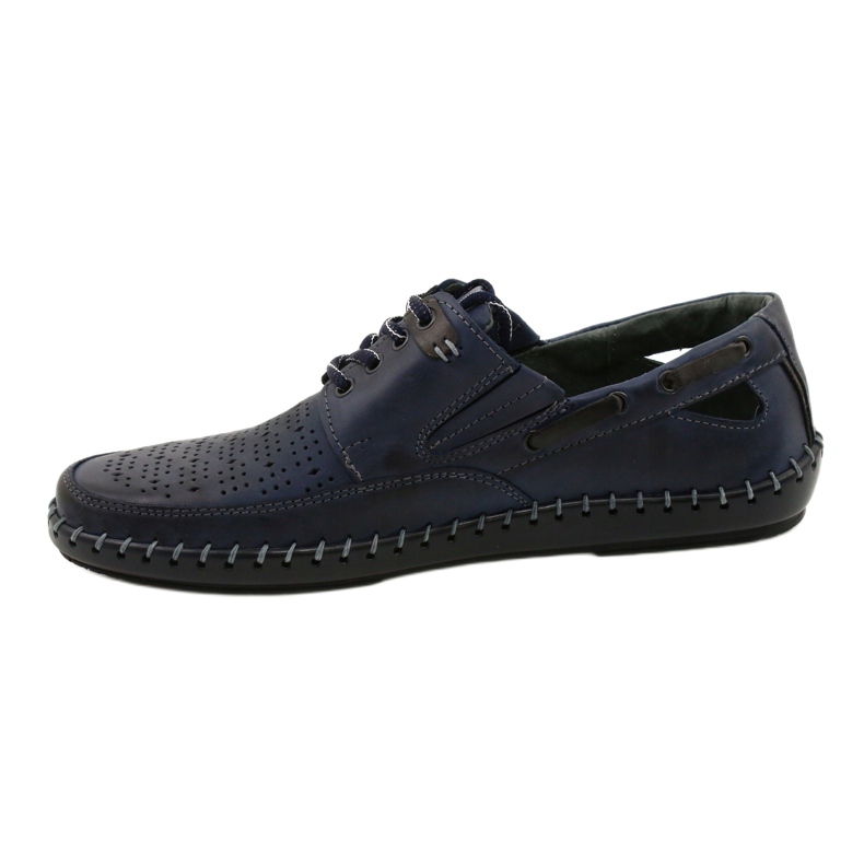 Polbut Chaussures homme, mocassins ajourés J69L bleu marine 3