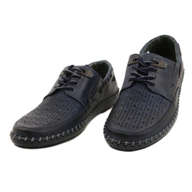 Polbut Chaussures homme, mocassins ajourés J69L bleu marine 4