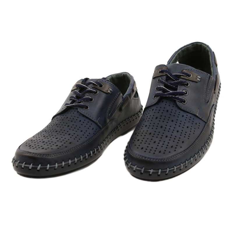 Polbut Chaussures homme, mocassins ajourés J69L bleu marine 4
