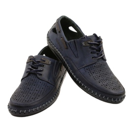 Polbut Chaussures homme, mocassins ajourés J69L bleu marine 5