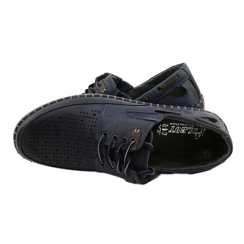 Polbut Chaussures homme, mocassins ajourés J69L bleu marine 6