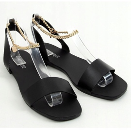 Sandales noires avec une chaîne HY23-11 Noir le noir 1