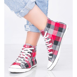 Baskets rouges à carreaux Shape of You le noir gris 2