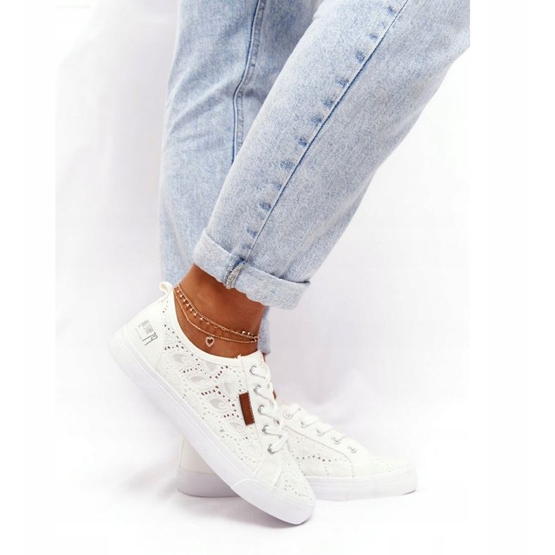 Baskets à lacets pour femmes Big Star W274925 Blanc blanche 4