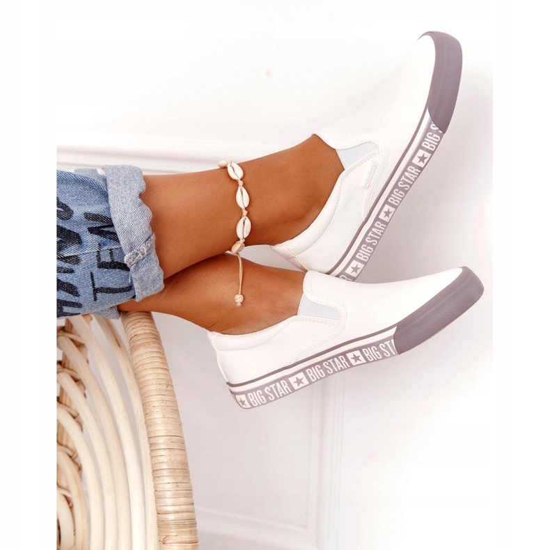 Baskets Femme Slip-on Big Star HH274007 Blanc blanche 1 Baskets Femme Slip-on Big Star HH274007 Blanc blanche 1