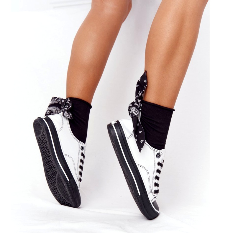 Baskets en cuir pour femmes Big Star HH274147 Blanc et noir blanche le noir 5