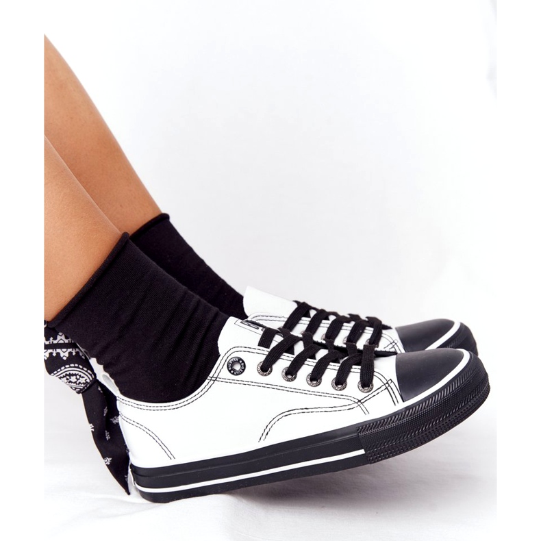 Baskets en cuir pour femmes Big Star HH274147 Blanc et noir blanche le noir 3