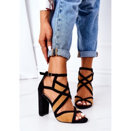 PS1 Sandales en daim sur une barre Emolly de chameau brun le noir 5