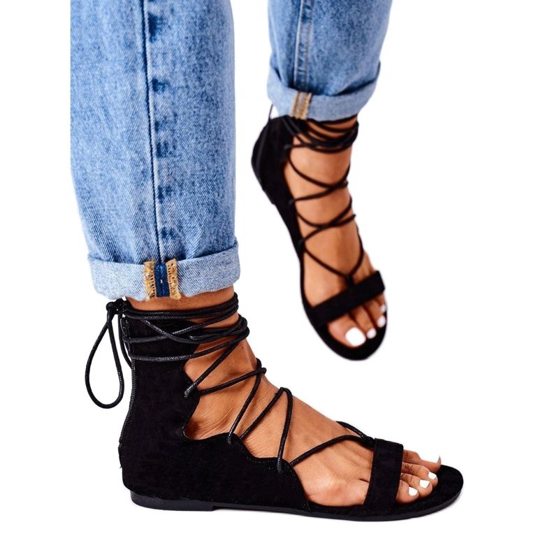 Sandales spartiates noires Lu Boo 2