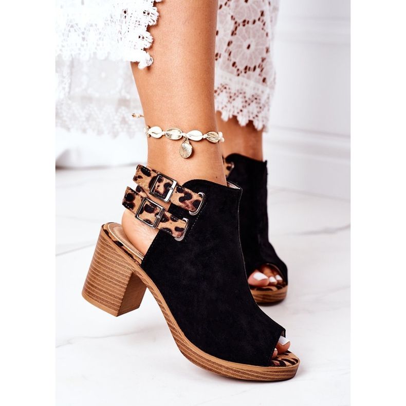 Sandales En Daim On A Bar Lu Boo Léopard Noir brun le noir 2