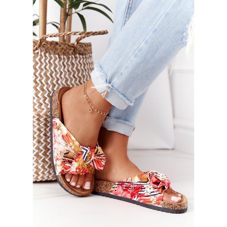 PS1 Tongs sur semelle en liège jaune avec fleurs Wendy multicolore 2