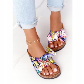 PS1 Tongs sur semelle en liège blanc avec fleurs Wendy blanche multicolore 3