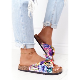 PS1 Tongs sur semelle en liège blanc avec fleurs Wendy blanche multicolore 5