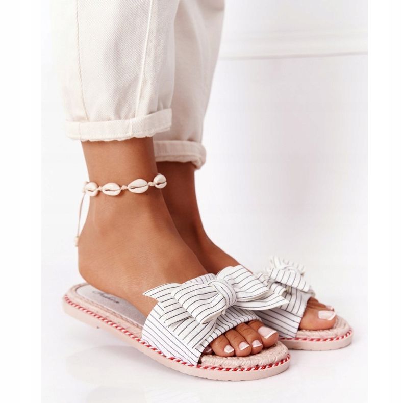 PS1 Pantoufles En Caoutchouc Avec Nœud Gabriell Blanc 2