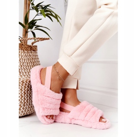 PS1 Pantoufles en fourrure sur une plate-forme de flocon de neige rose clair 1