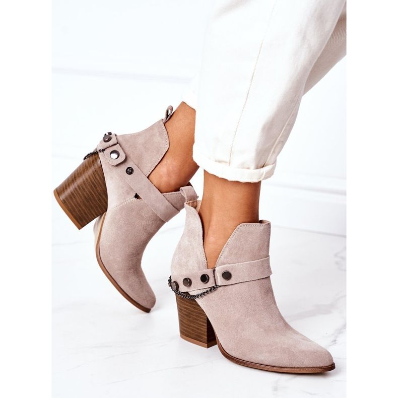 Bottines en daim sur une barre Lewski Shoes 2880 Cappuccino beige 2