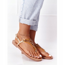 Sandales Tongs Avec Pierres Lu Boo Doré 2