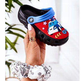 Chaussons Mousse Enfant Crocs Noir Bleu Oscar rouge 2