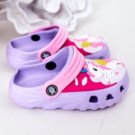 Chaussons Mousse Enfant Crocs Violet Rose Oscar 1