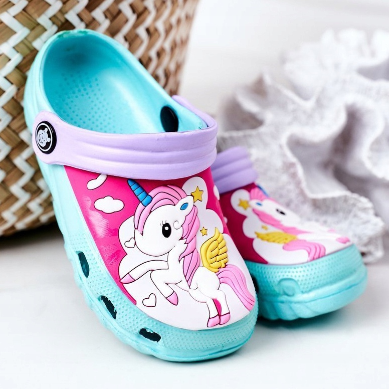 Chaussons Mousse Enfant Crocs Vert Violet Oscar 2