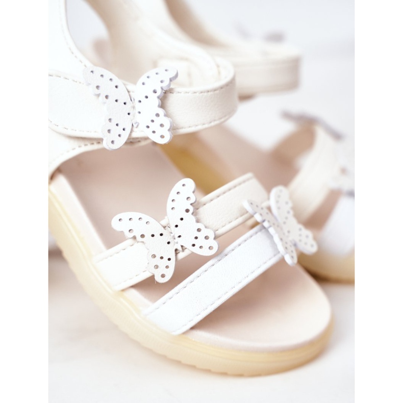 Apawwa Sandales Enfant Avec Papillons Blanc Malvika Velcro 1