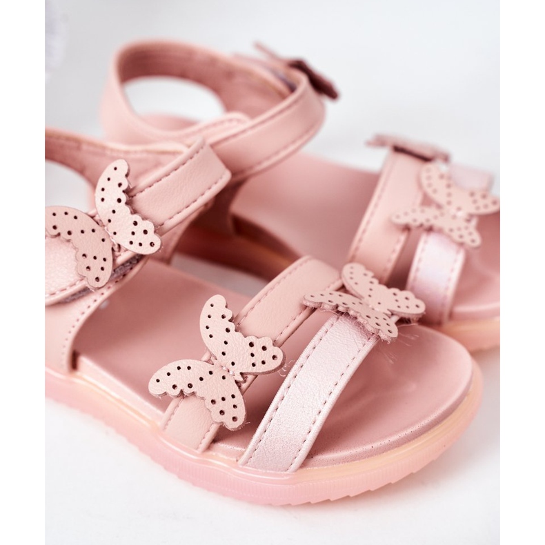 Apawwa Sandales Enfant Avec Velcro Papillon Rose Malvika 1