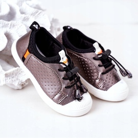 Baskets à enfiler argentées pour enfants Playground noir gris 2