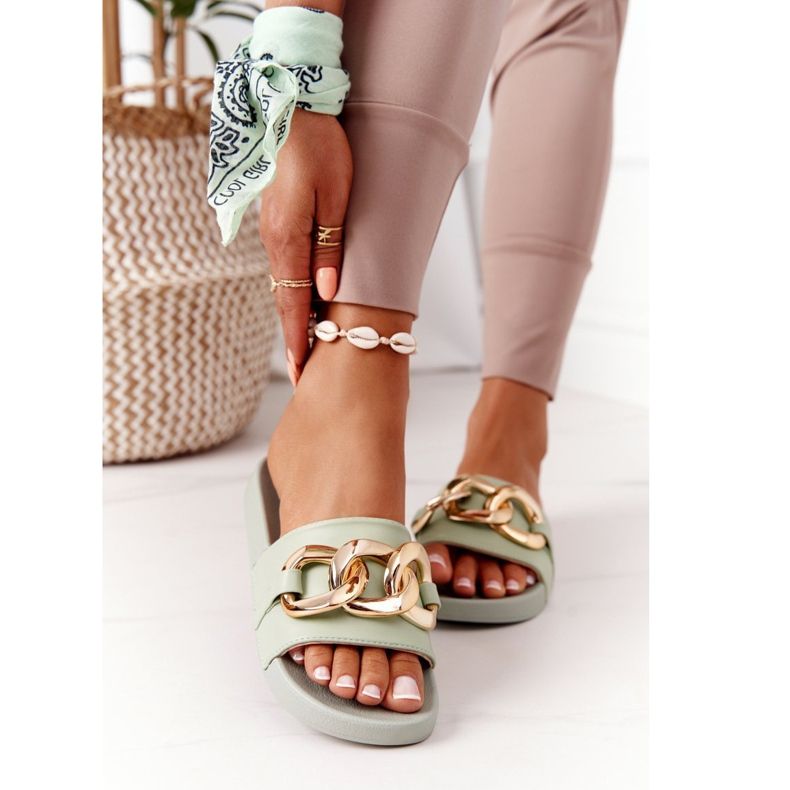 PS1 Chaussons En Caoutchouc One Moment Avec Chaîne Vert Clair 1