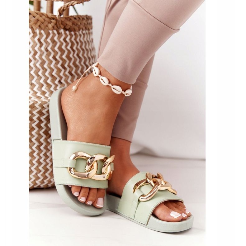 PS1 Chaussons En Caoutchouc One Moment Avec Chaîne Vert Clair 2