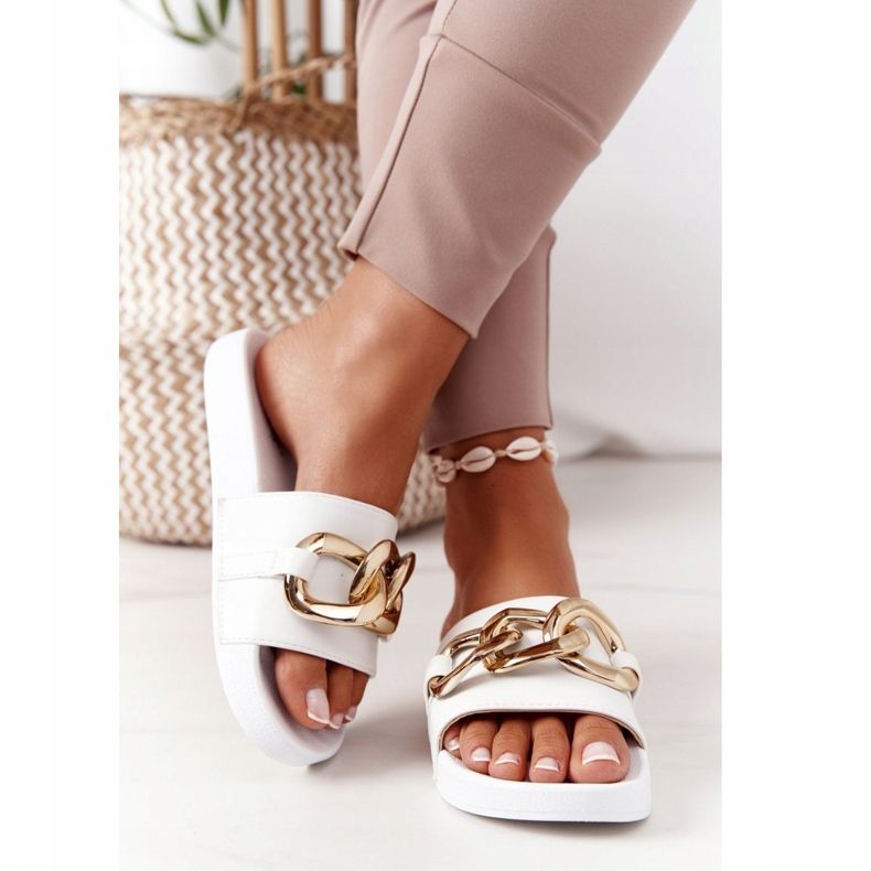 PS1 Tongs en caoutchouc One Moment avec chaîne blanc 2