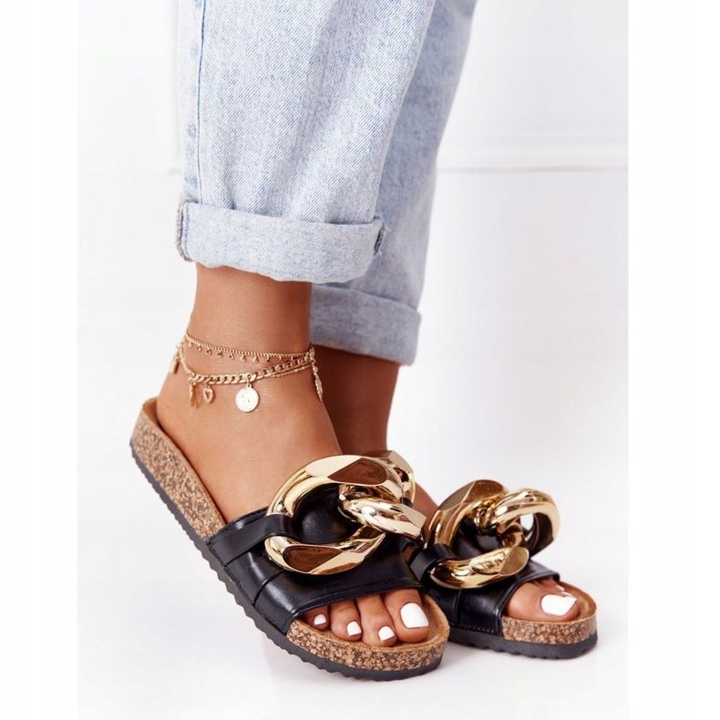 PS1 Tongs noires avec une chaîne Black Last Dance 1