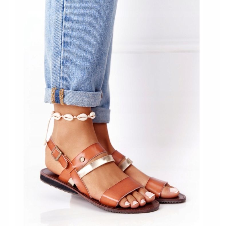 PE1 Sandales plates femme, marron et or Doris brun d'or 1 PE1 Sandales plates femme, marron et or Doris brun d'or 1