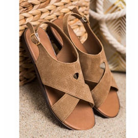 Sergio Leone Sandales plates en cuir marron brun 1 Sergio Leone Sandales plates en cuir marron brun 1