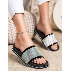 SHELOVET Pantoufles Noir Brillant 1