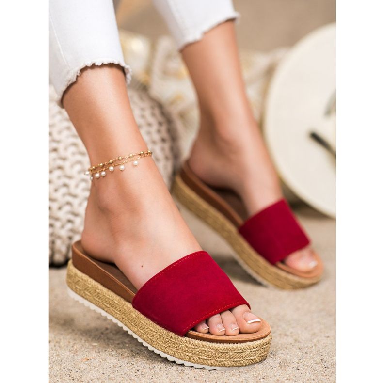 SHELOVET Pantoufles Classiques Sur La Plateforme rouge 1