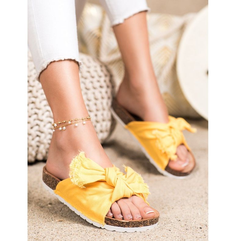 Forever Folie Pantoufles Textiles Confortables jaune 1