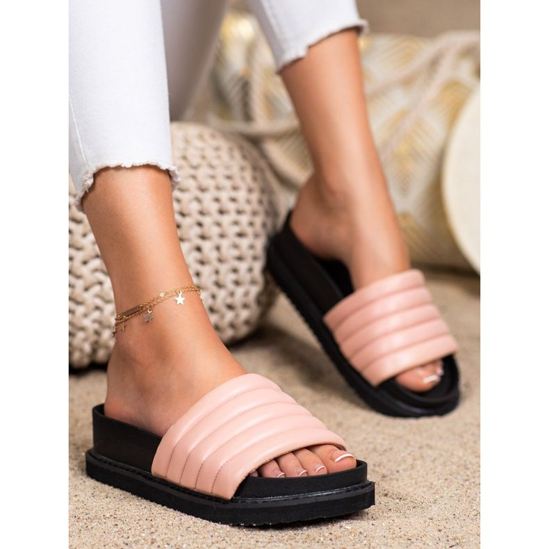 Seastar Pantoufles légères en cuir écologique rose 1