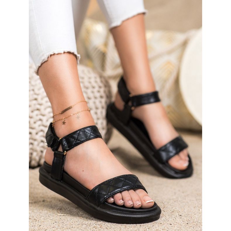 Seastar Sandales noires avec cuir écologique 2