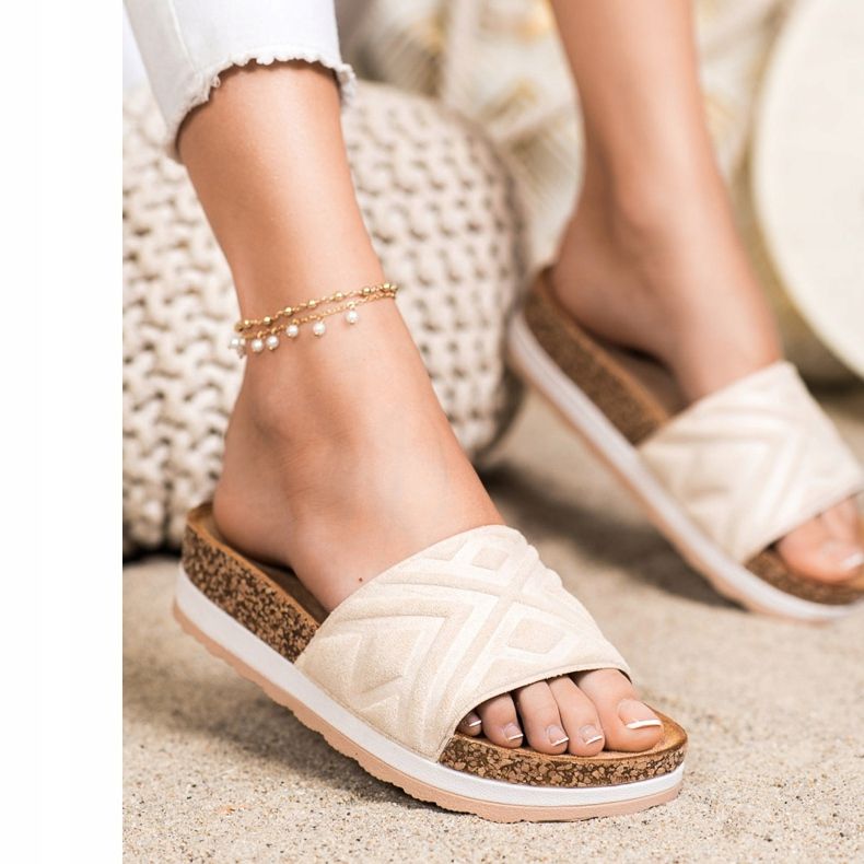 Seastar Pantoufles classiques en daim beige 1