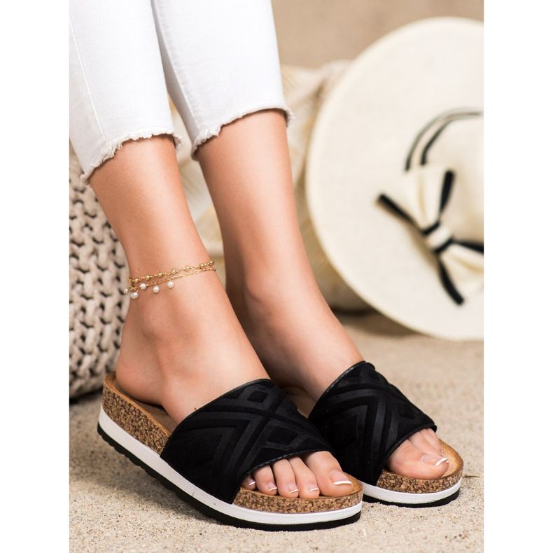 Seastar Pantoufles classiques en daim noir 2