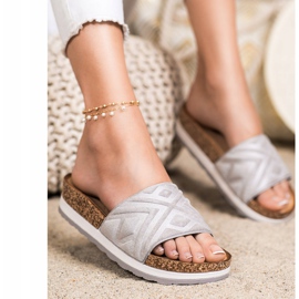 Seastar Pantoufles classiques en daim argent 3