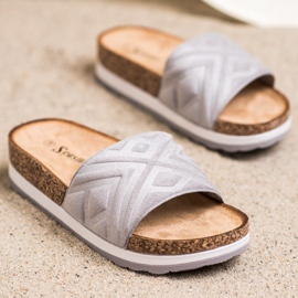Seastar Pantoufles classiques en daim argent 2