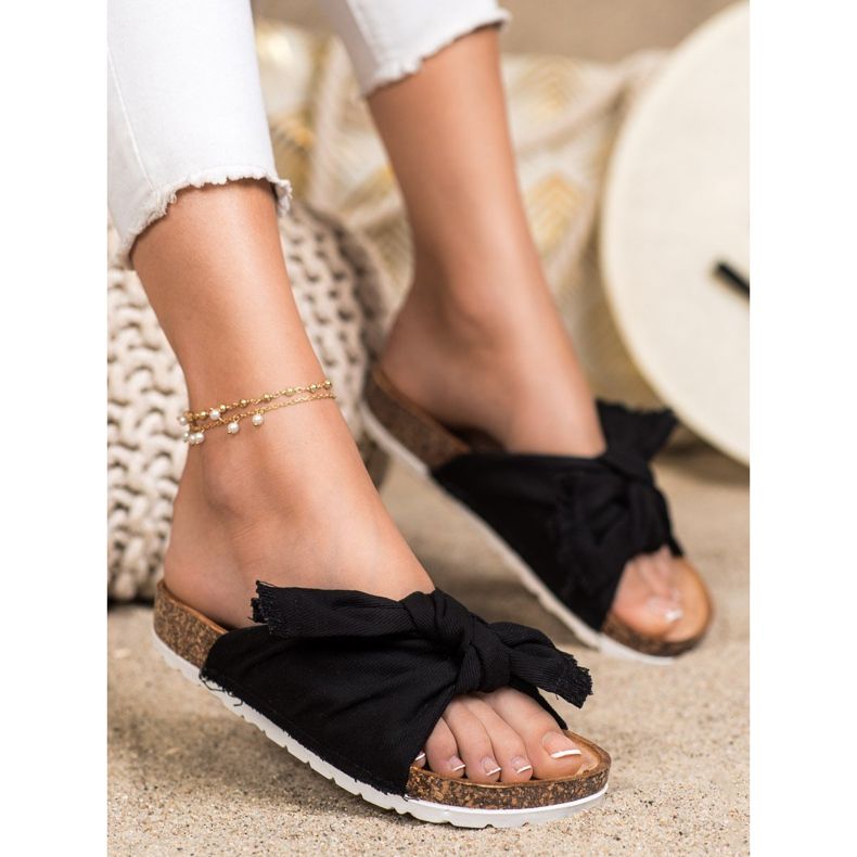 Forever Folie Pantoufles Textiles Confortables le noir 1