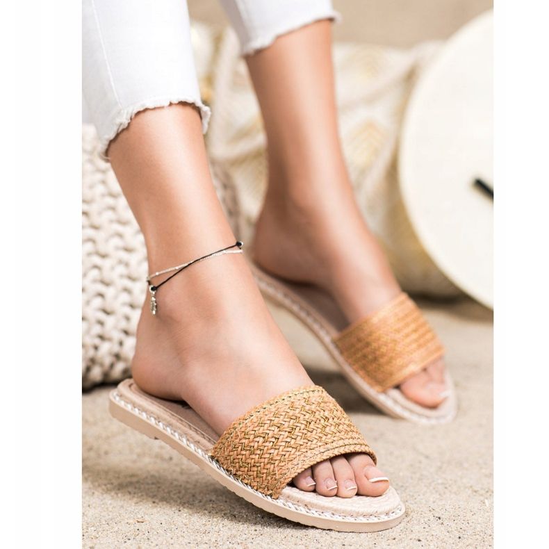 SHELOVET Pantoufles tressées décontractées beige 1 SHELOVET Pantoufles tressées décontractées beige 1