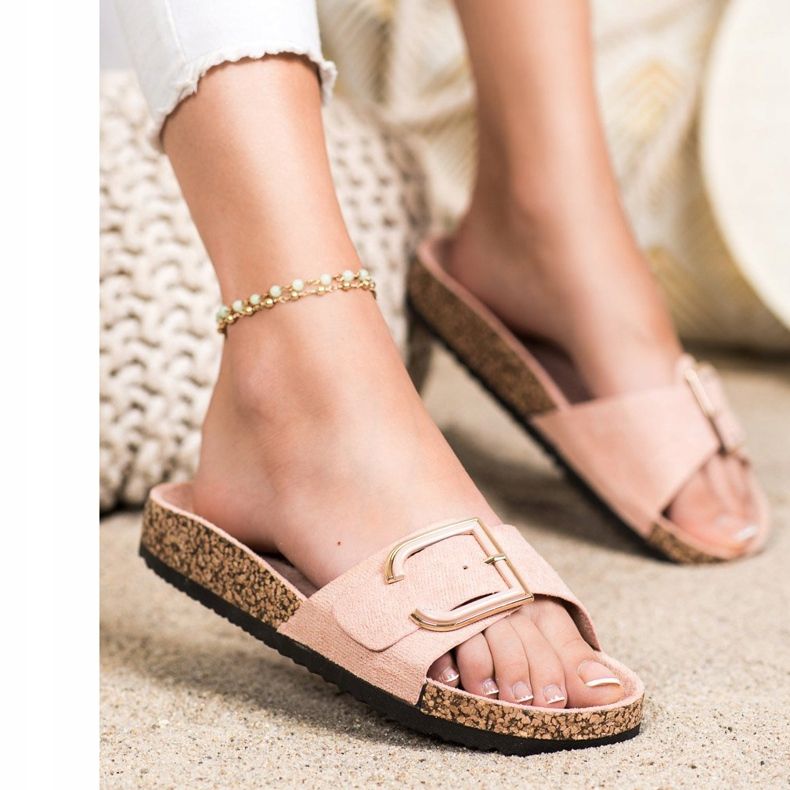 Anesia Paris Pantoufles décontractées en daim rose 1