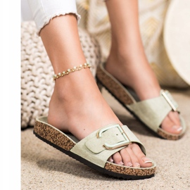 Anesia Paris Pantoufles décontractées en daim vert 1